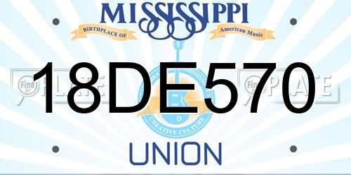 18DE570 Mississippi License Plate