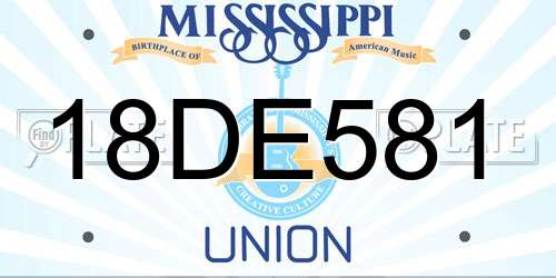 18DE581 Mississippi License Plate
