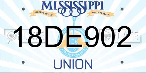 18DE902 Mississippi License Plate