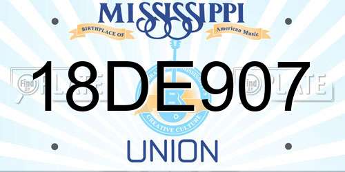18DE907 Mississippi License Plate