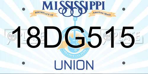 18DG515 Mississippi License Plate
