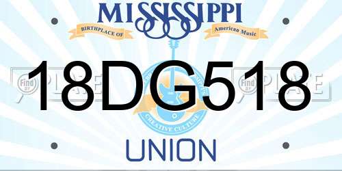 18DG518 Mississippi License Plate