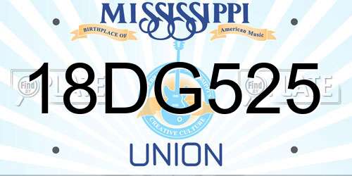 18DG525 Mississippi License Plate