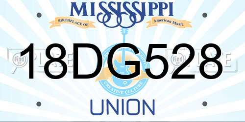 18DG528 Mississippi License Plate
