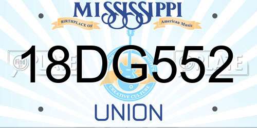 18DG552 Mississippi License Plate