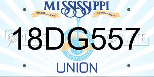 18DG557 Mississippi License Plate