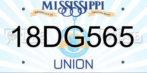 18DG565 Mississippi License Plate