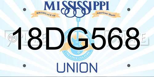 18DG568 Mississippi License Plate