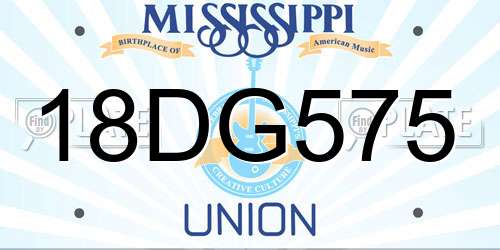 18DG575 Mississippi License Plate