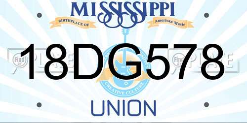 18DG578 Mississippi License Plate