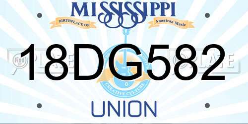 18DG582 Mississippi License Plate
