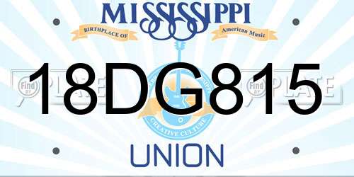 18DG815 Mississippi License Plate