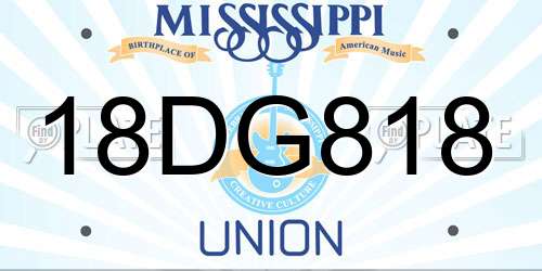 18DG818 Mississippi License Plate