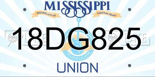 18DG825 Mississippi License Plate