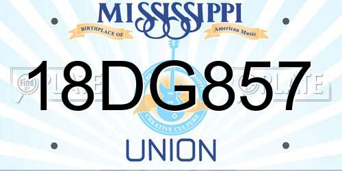 18DG857 Mississippi License Plate