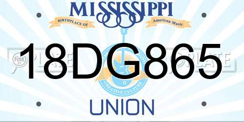 18DG865 Mississippi License Plate