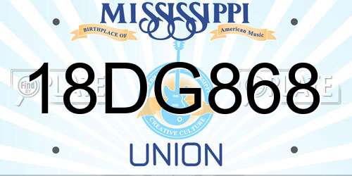18DG868 Mississippi License Plate