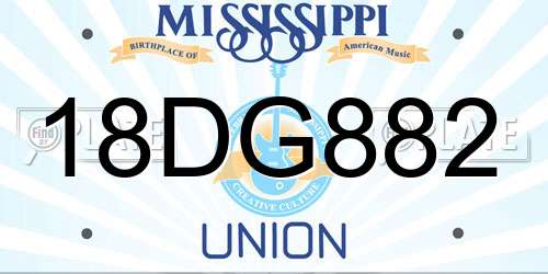 18DG882 Mississippi License Plate