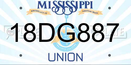 18DG887 Mississippi License Plate