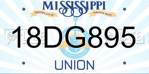 18DG895 Mississippi License Plate