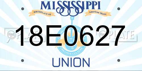 18E0627 Mississippi License Plate