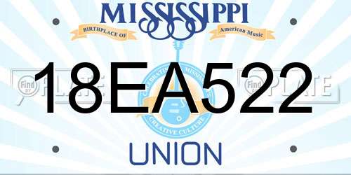 18EA522 Mississippi License Plate