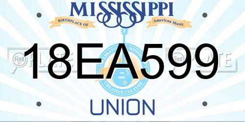 18EA599 Mississippi License Plate