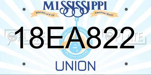 18EA822 Mississippi License Plate