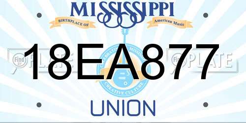 18EA877 Mississippi License Plate