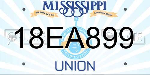 18EA899 Mississippi License Plate