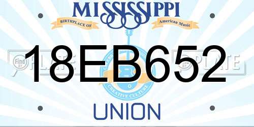 18EB652 Mississippi License Plate