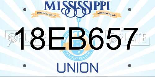 18EB657 Mississippi License Plate