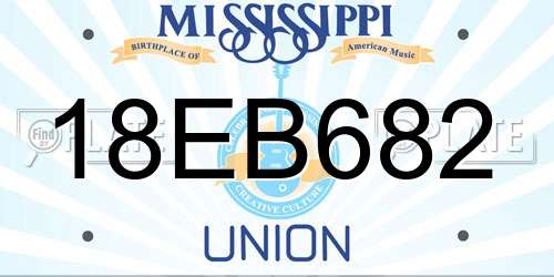 18EB682 Mississippi License Plate