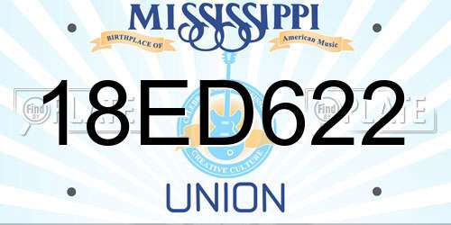 18ED622 Mississippi License Plate