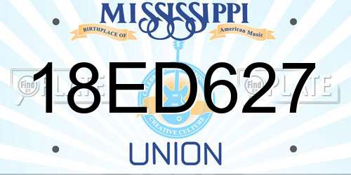 18ED627 Mississippi License Plate