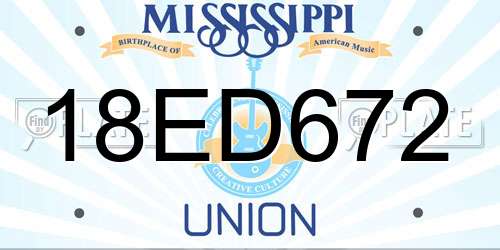 18ED672 Mississippi License Plate