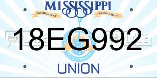 18EG992 Mississippi License Plate