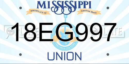 18EG997 Mississippi License Plate