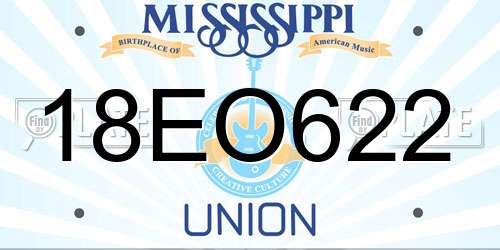 18EO622 Mississippi License Plate