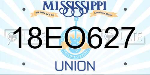 18EO627 Mississippi License Plate