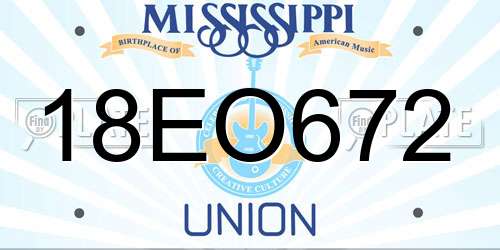 18EO672 Mississippi License Plate