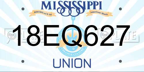 18EQ627 Mississippi License Plate