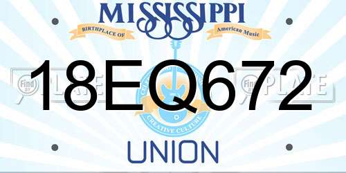 18EQ672 Mississippi License Plate