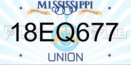 18EQ677 Mississippi License Plate