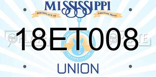 18ET008 Mississippi License Plate