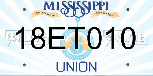 18ET010 Mississippi License Plate