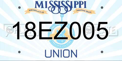 18EZ005 Mississippi License Plate