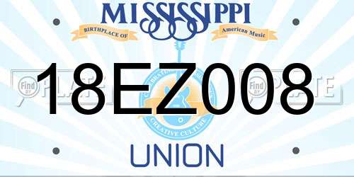 18EZ008 Mississippi License Plate