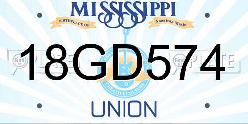 18GD574 Mississippi License Plate