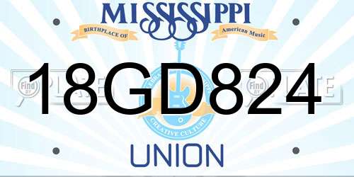 18GD824 Mississippi License Plate